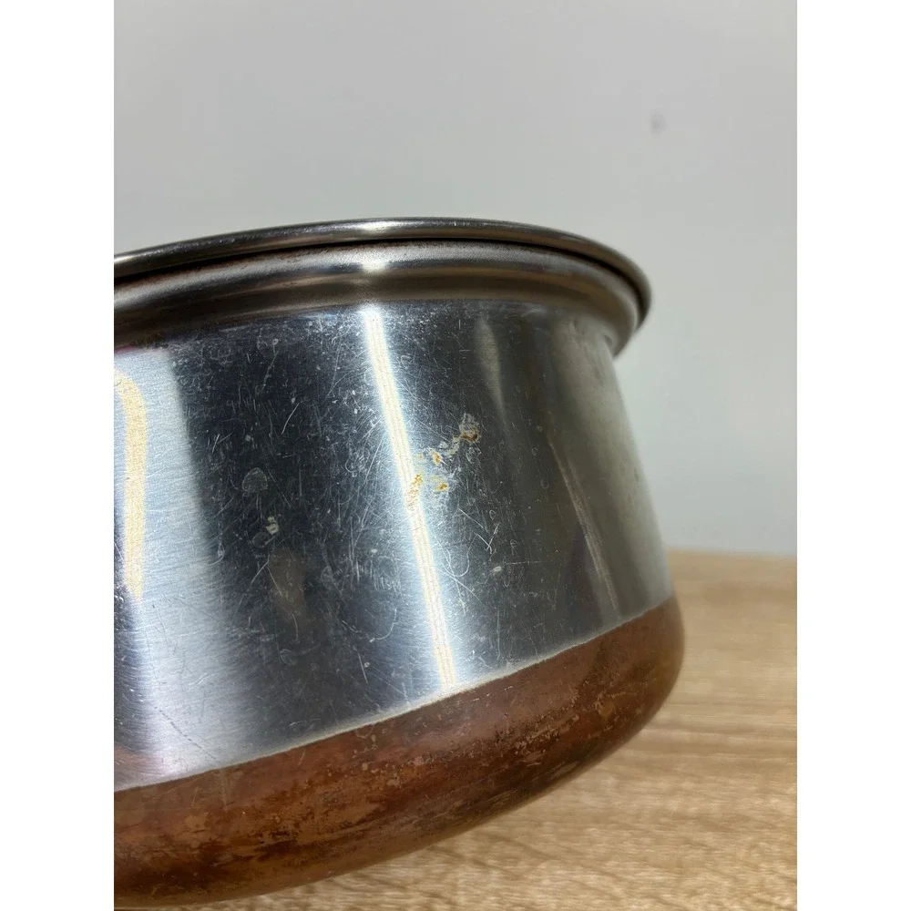 Vintage EKCO Flint 1 Quart Stainless Steel Copper Bottom Saucepan Pot USA 265